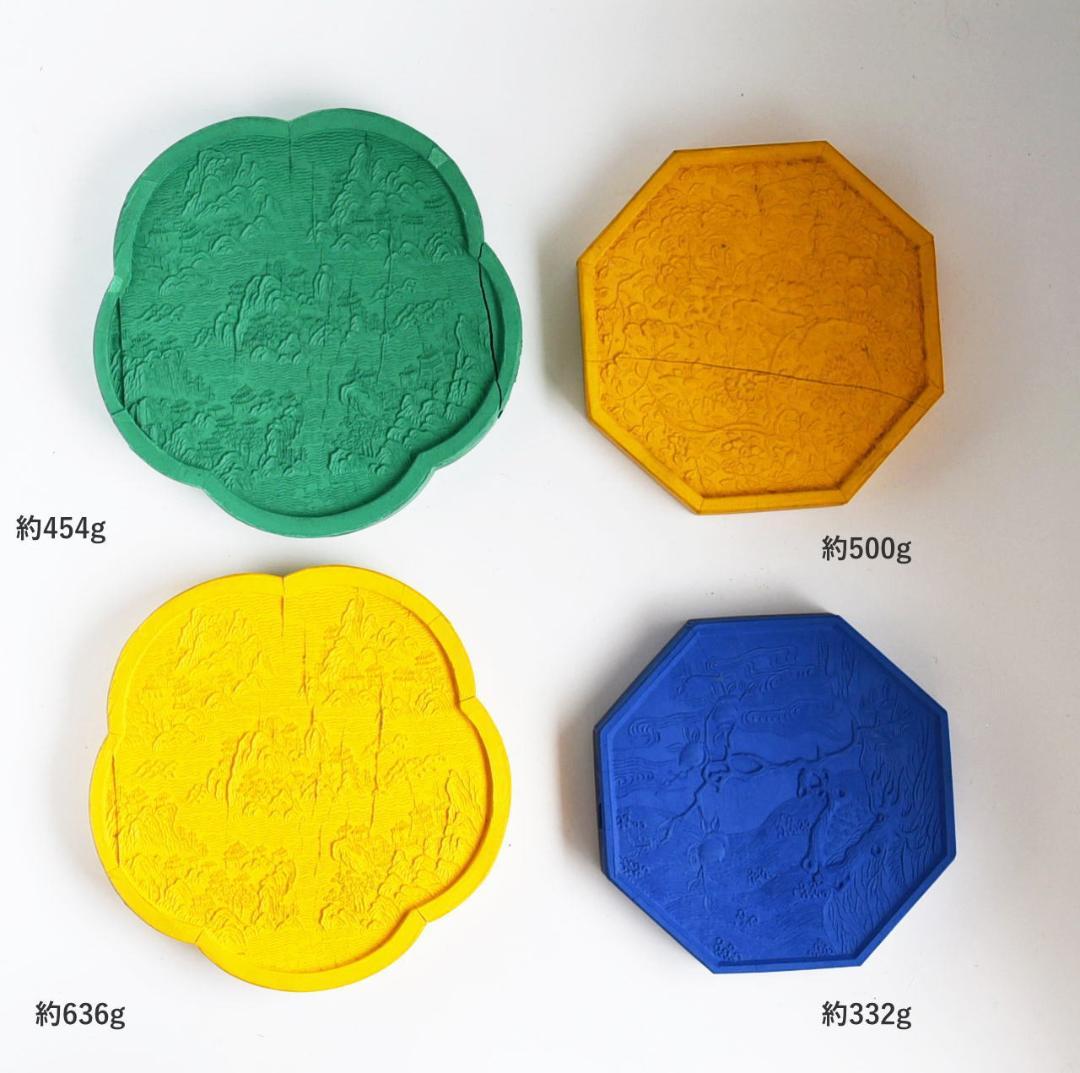 大型彩墨 4点約2.5kg 古墨 文房四宝 曹素功 山水清音 中国古墨